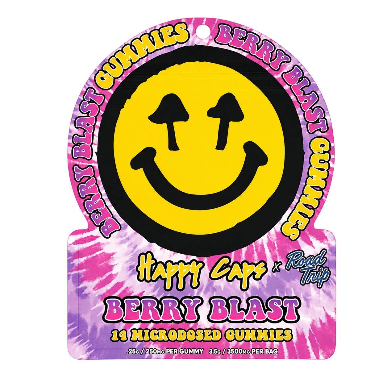 Happy Caps x Road Trip Microdosed Mushroom Gummies — Berry Blast — 14ct