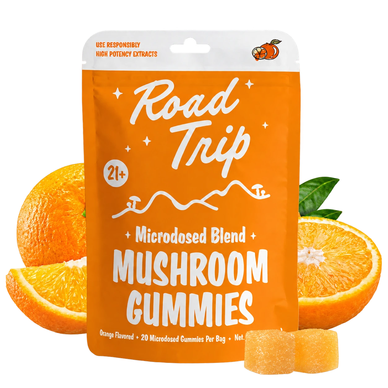 Road Trip Microdosed Blend Mushroom Gummies — Orange — 20ct