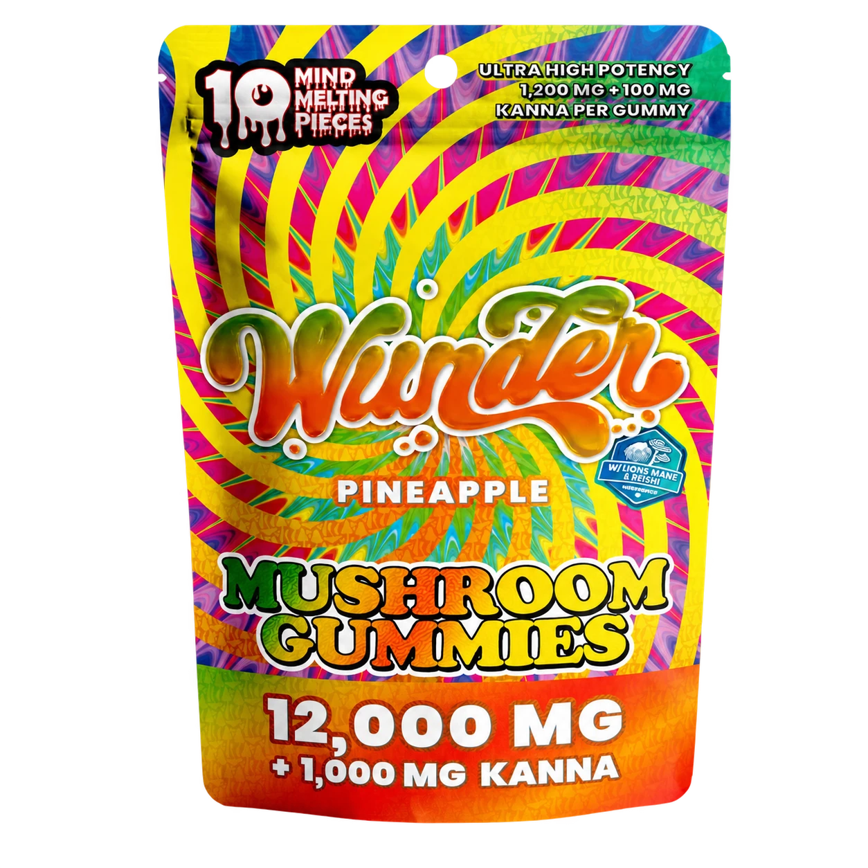 Wunder Mushroom Gummies + Kanna — Pineapple — 10ct