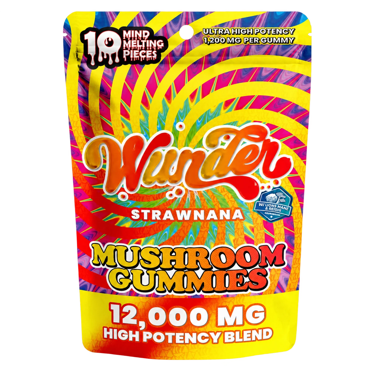 Wunder High Potency Mushroom Gummies — Strawnana — 10ct